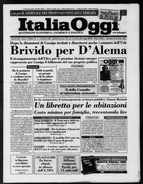 Italia oggi : quotidiano di economia finanza e politica